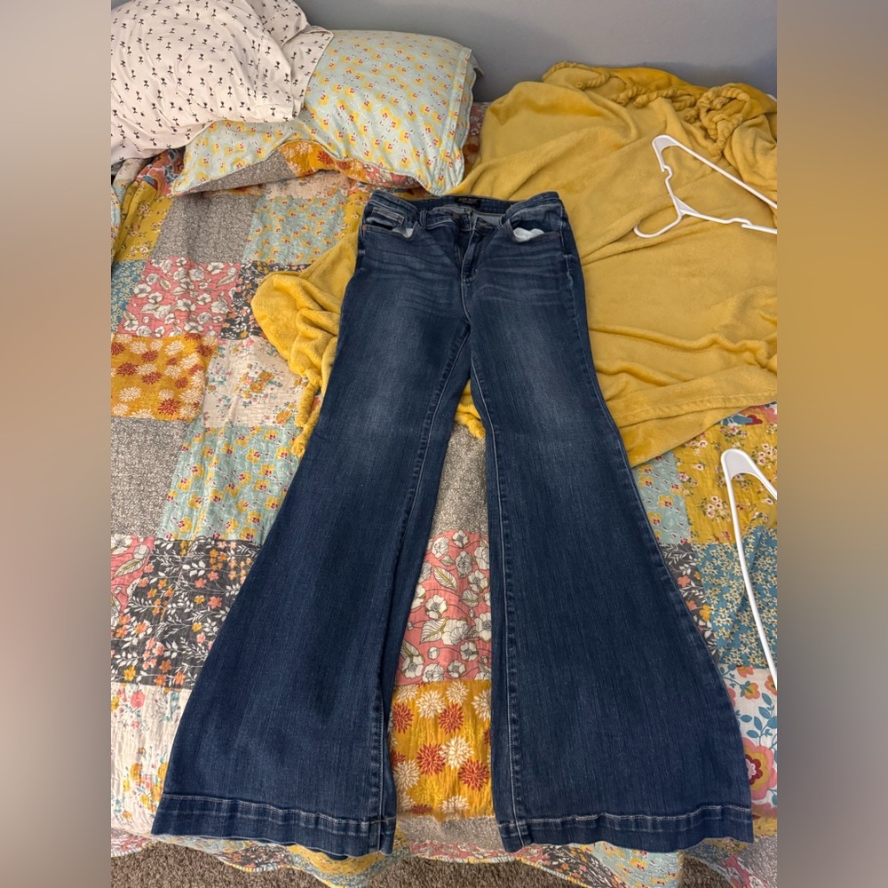 Judy Blue Dark Blue Flare Jeans - High-Rise Wide Leg